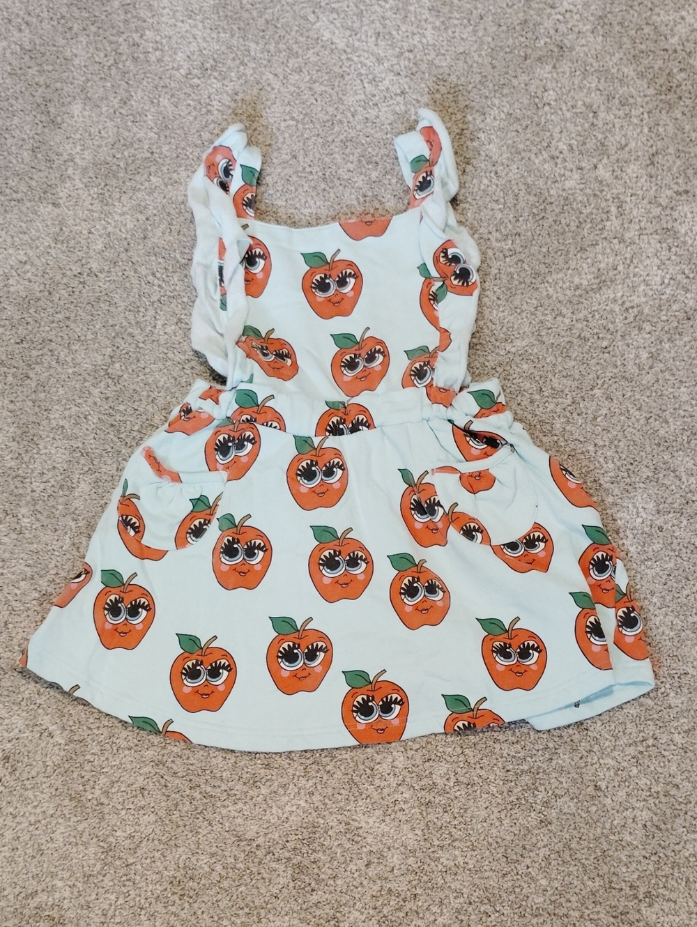 Hugo Loves Tiki Girls Mint Sundress with Playful Apple Print